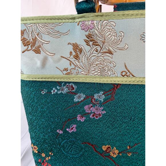 Yans NY Silk Brocade Bamboo Handle Handbag NWT Asian Inspo Vintage Style - Picture 2 of 9